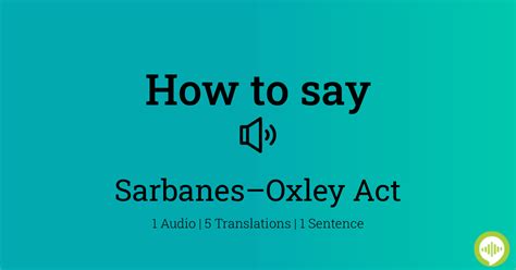 How to pronounce Sarbanes–Oxley .